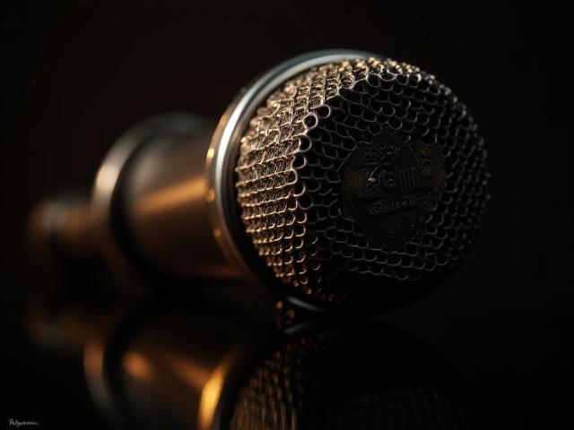 Gros plan sur un microphone vintage restauré avec soin par Écho Vernis à Lyon